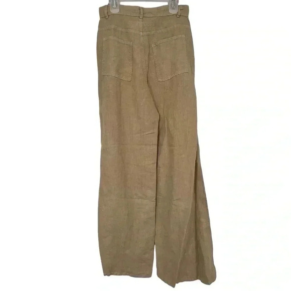 ENZA COSTA FRENCH LINEN HIGH-RISE WID LEG TROUSER PANTS WOMENS SIZE 1 OAT MILK - Picture 5 of 11
